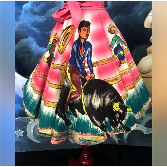 Vintage Dresses & Skirts - Vintage 50’s hand painted Mexican circle skirt.